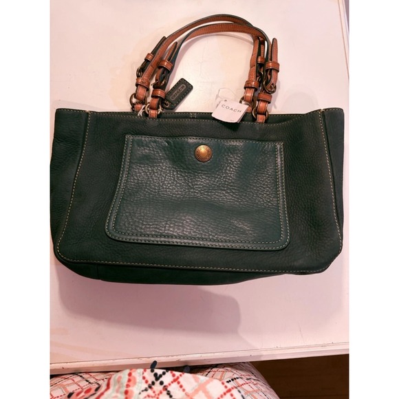 COACH Chelsea Nubuck leather Green Tote Purse Bag‎ C04S-9393 Vintage New W Tags - Picture 3 of 10